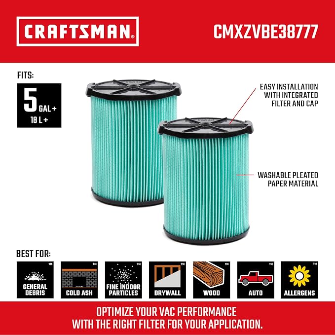 CRAFTSMAN CMXZVBE38777 Genuine 5-20 Gal. HEPA Media Wet Dry Vacuum Filter |