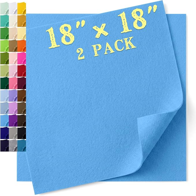 Felt Fabric Sheet 18 x 18 Inch, 1.6mm Thick | Soft and Flexible Nonwoven