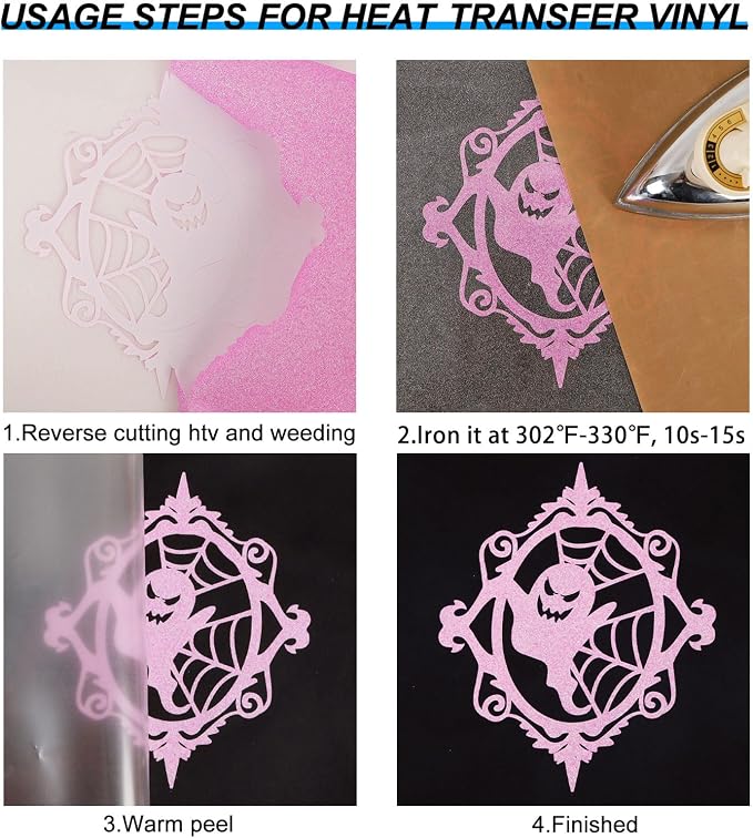 FUNKAKA Glitter Fluorescent Purple HTV Heat Transfer Vinyl Rolls, Glitter HTV