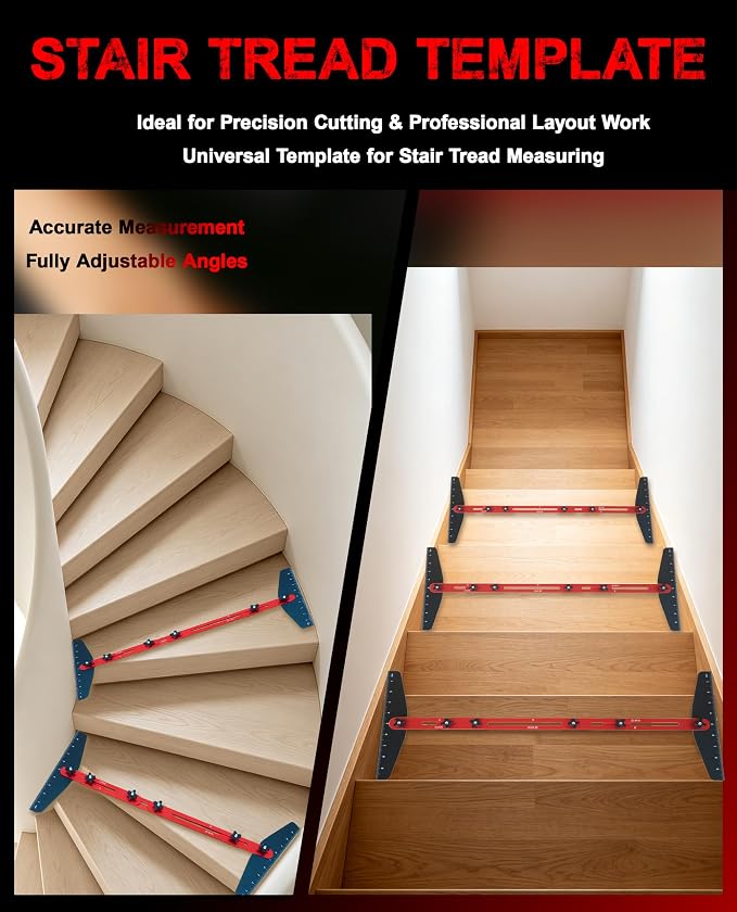 Stair Tread Template Tool, 8-60 inches Solid Aluminum Stair Tread Jig