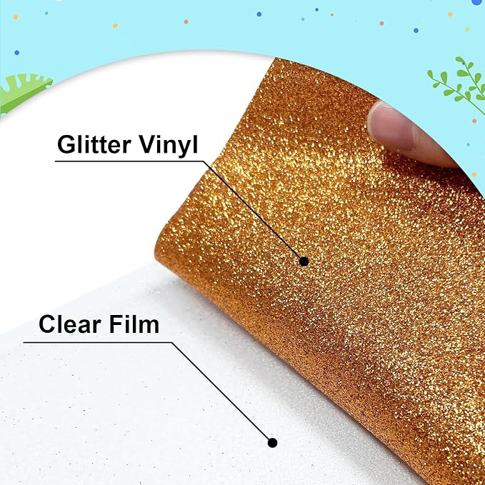 12Pcs Multicolored Glitter Heat Transfer Vinyl 12"x10", Easy Weed HTV Iron On