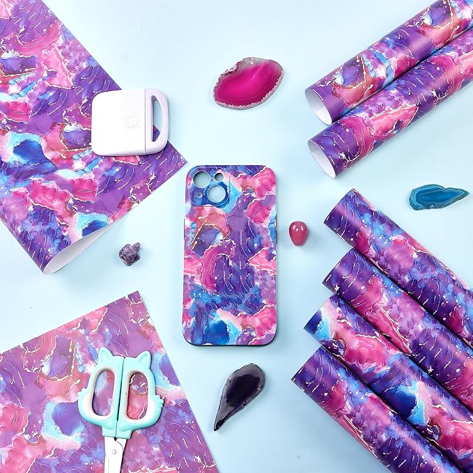 Tintnut Marble Permanent Vinyl 8 Pcs 12x10in Pink Purple Adhesive Vinyl |