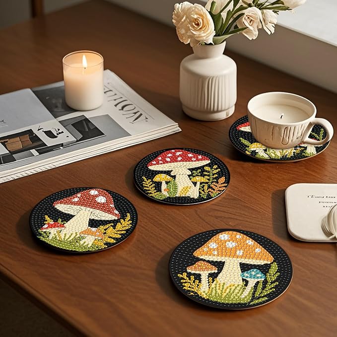 EWJRNSF 6 PCS 5D Diamond Painting Coasters Kits