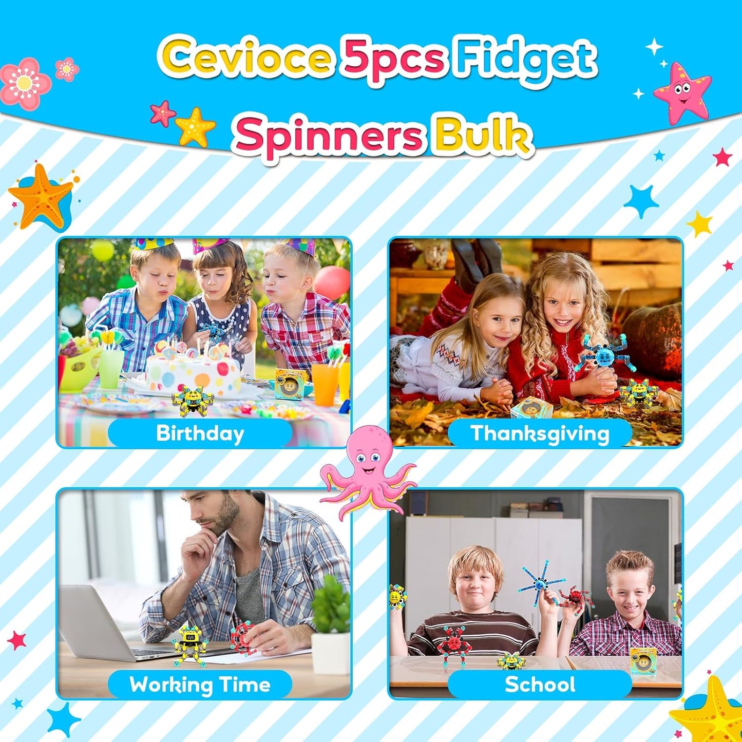 Transformable Fidget Spinner Toys for Kids and Adults,5 PCS Finger Sensory Toy for Boys Girls Autism ADHD Relief,Gifts for Chrismas Birthdays Party Favors for Teens Travel Stocking Stuffers