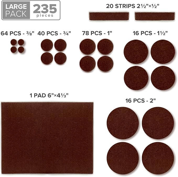 Felt Furniture Pads X-PROTECTOR 235 PCS Premium Furniture Pads