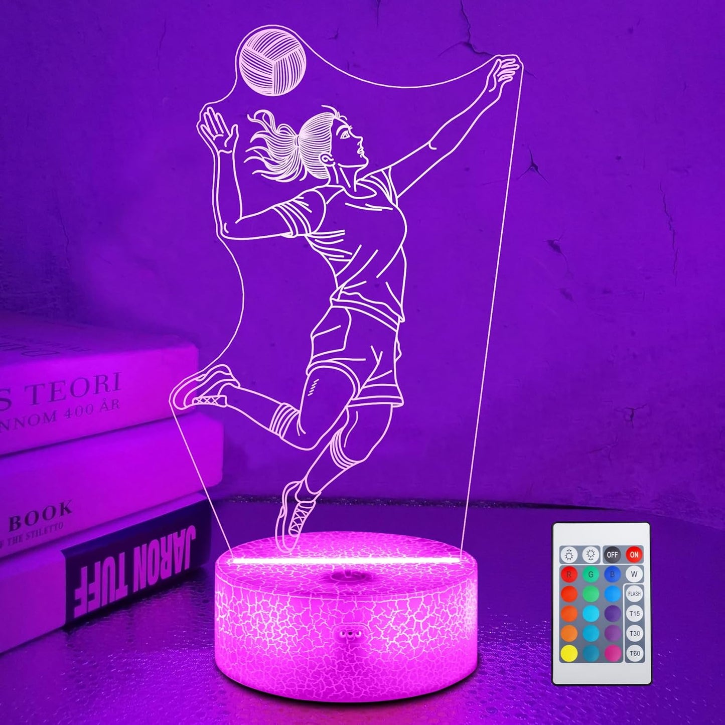 Volleyball Gifts for Teen Girls, Volleyball Night Light 3D Illusion Lamp with 16 Colors Changing, Volleyball Stuff Gifts for Girls Friends Sister Women Bedroom Decor Gifts