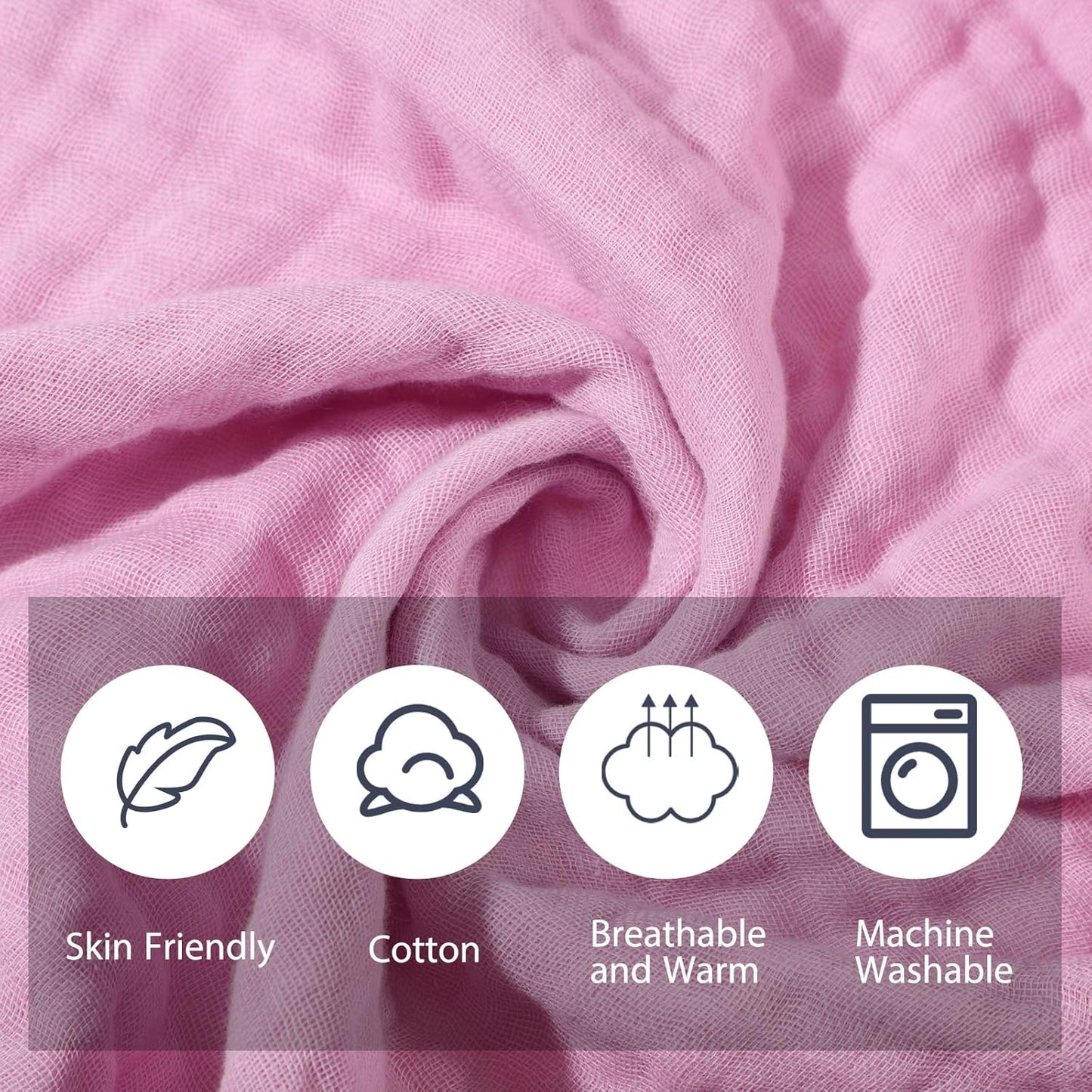 VitalCozy 6 Pcs Baby Muslin Hooded Bath Towels and Washcloths, 32 x 32 Inch Muslin Cotton Hooded Baby Towels Absorbent Hooded Blankets for Gift Newborn Infant Shower (Rose Red,Pink)