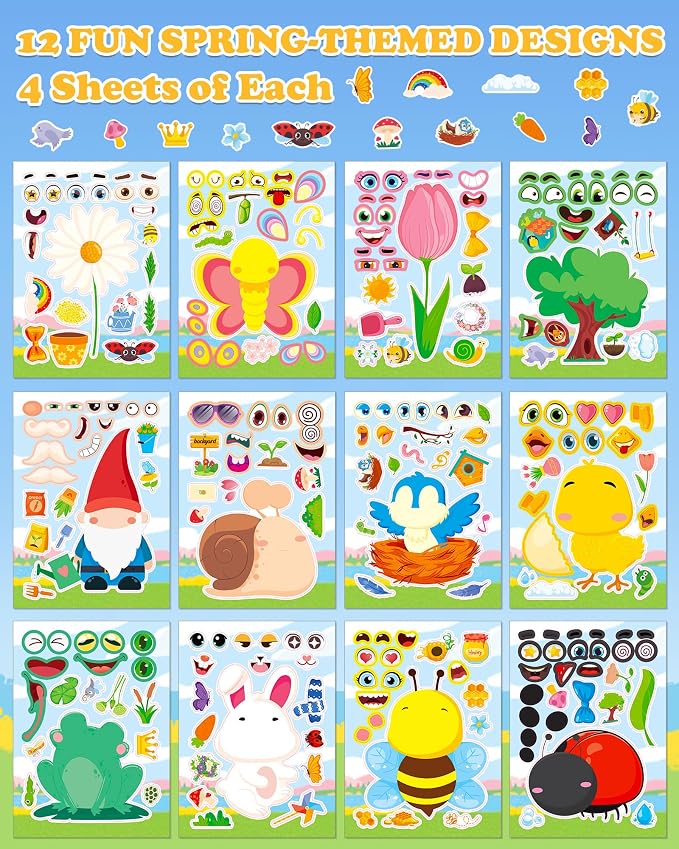 Aowplc Spring Make-a-Face Stickers
