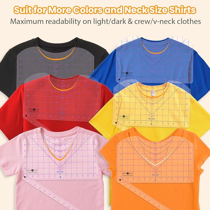 HTVRONT Tshirt Ruler Guide for Heat Press, Vinyl Alignment, Center Design | For