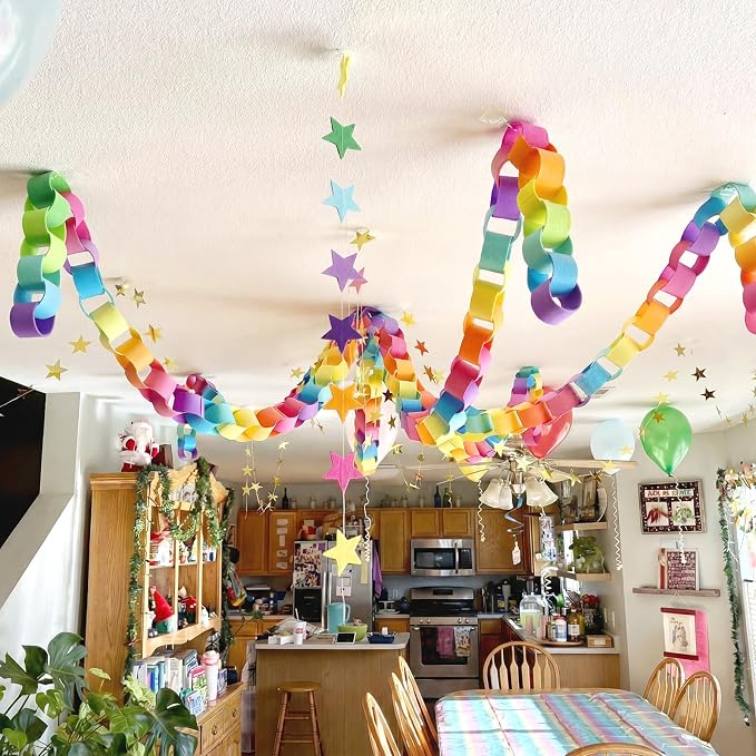 Roowest 600 Sheets Felt Chain Strips Bright Color Chain Garland 1x8 Inch