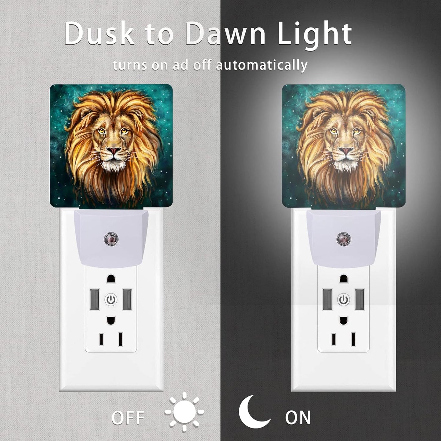 Lion Night Light,Animals Night Lights Plug into Wall Dusk to Dawn Sensor Led Lamp for Women Men,Led Lights for Stairway/Hallway/Bedroom