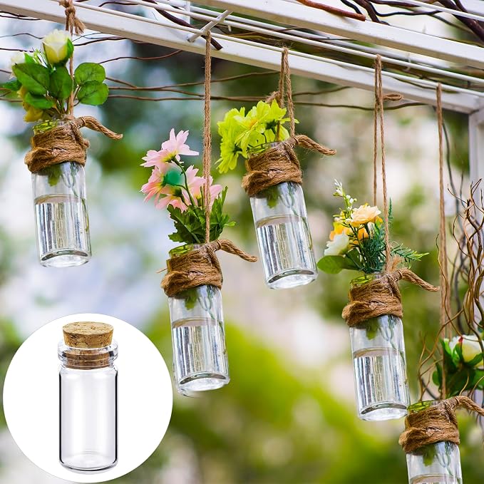 Yungyan 50 Pieces Small Mini Glass Bottles Jars