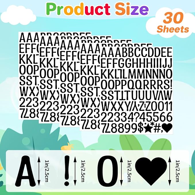 Letter Stickers 1 inch, Self-Adhesive Vinyl Waterproof ABC Letter Stickers
