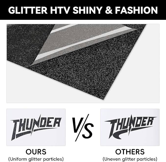 Aoder Black Glitter HTV Heat Transfer Vinyl