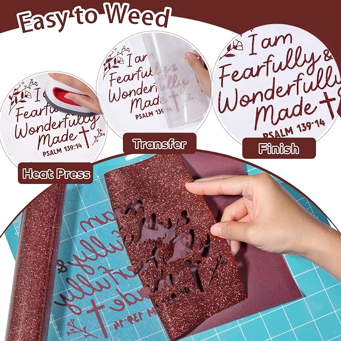 WRAPXPERT Maroon Glitter Heat Transfer Vinyl Roll, Holographic Glitter Wine Red