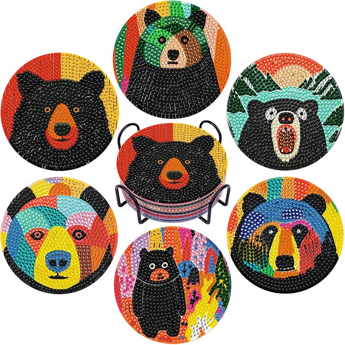 EWJRNSF 6 PCS Bruin Diamond Art Coasters DIY Kit