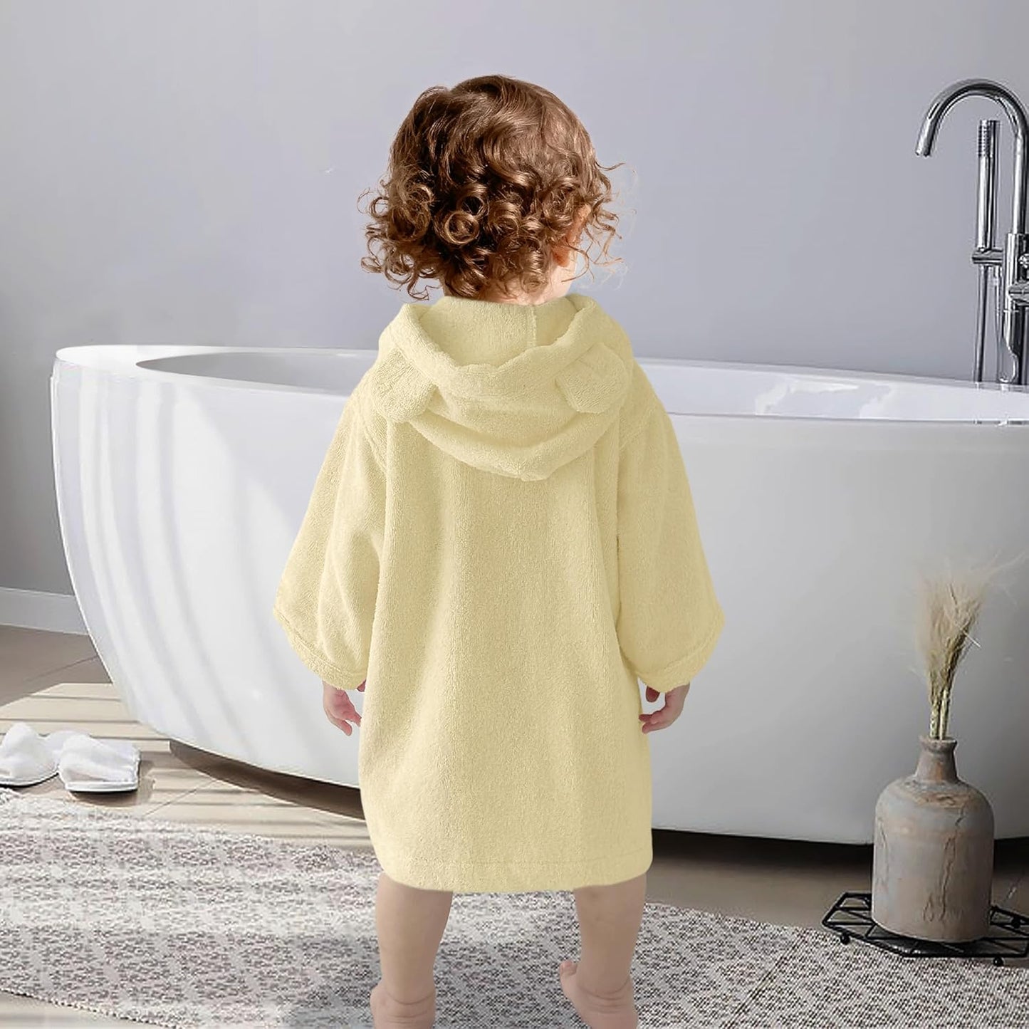 VOOVA & MOVAS Baby Hooded Towel with Bear Ear, 0-3Years | 100% Cotton, Ultra-Soft & Absorbent | Gentle for Sensitive Skin, Bath, Pool & Beach Towel | Newborn (Beige)