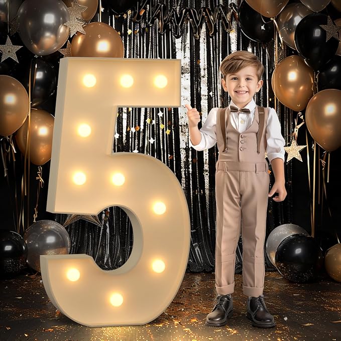imprsv 4FT Marquee Number 5 Light up Number 5th Birthday Decorations Large