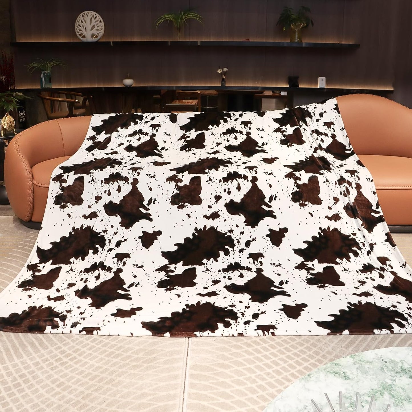 Cow Print Queen Blanket - Fuzzy Fleece Soft Fuzzy Fleece Cozy Large Throw for Bedroom Livingroom All Season Decorative, Farmhouse Decor