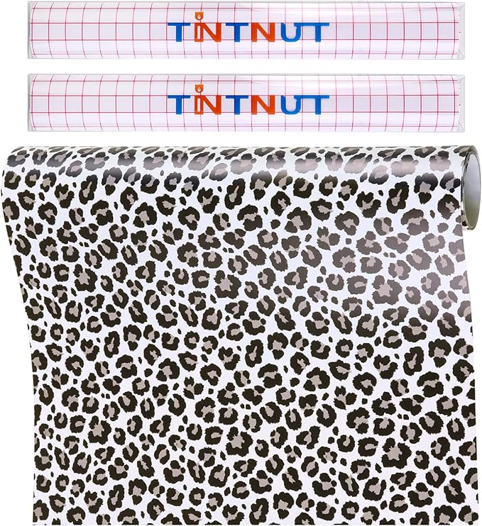 Tintnut Leopard Cheetah Permanent Vinyl Roll 12in x 5ft Adhesive Vinyl | Black