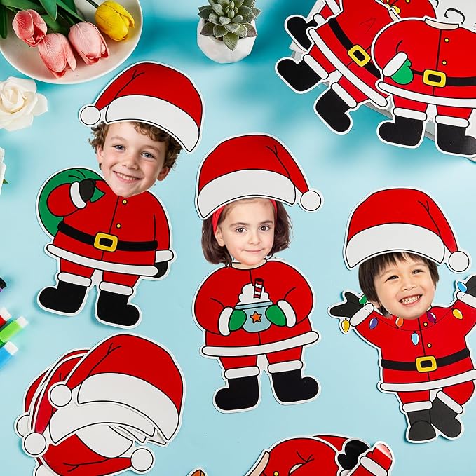 60pcs Christmas Theme Cutouts Santa Claus Bulletin Board Decorations Xmas Santa