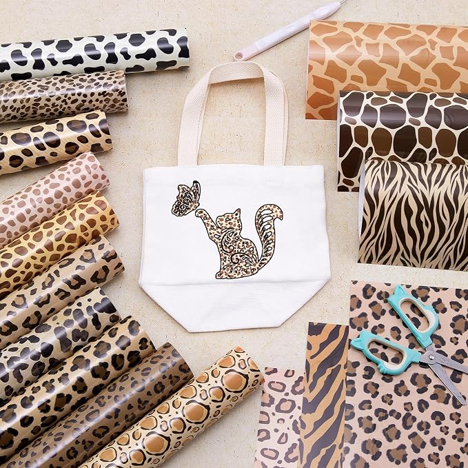 HTVSTD Leopard Heat Transfer Vinyl 16 Sheets 12×10in Iron on Vinyl | Animal