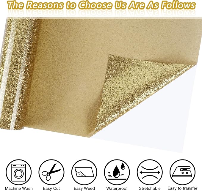 TORC Champagne Glitter HTV Champagne Heat Transfer Vinyl HTV Rolls