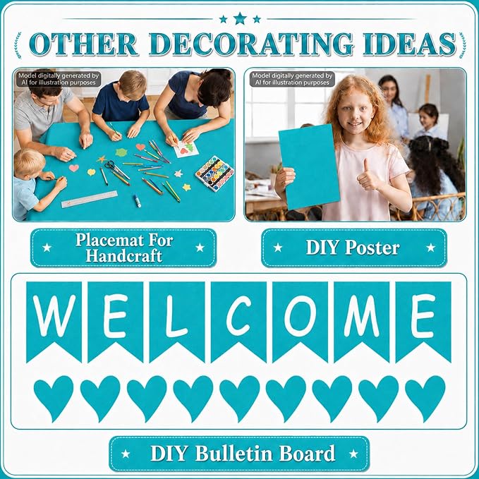 Teal Blue Bulletin Board Roll Non-Woven Fabric Poster 16in X 20ft | Back to