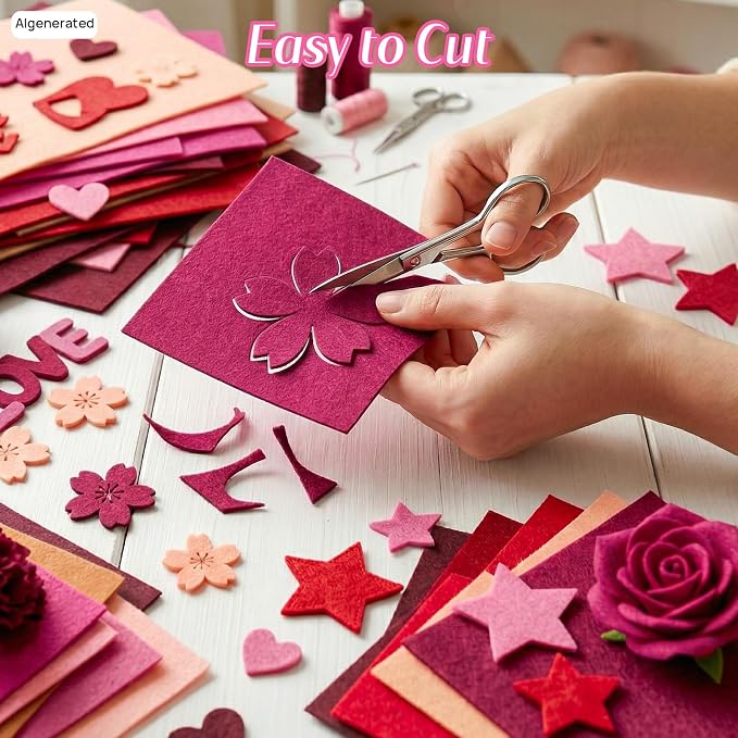 Catephe 24 Pcs Red Felt Fabric Sheets, 8 Inch X 12 Inch 1mm Craft Felt
