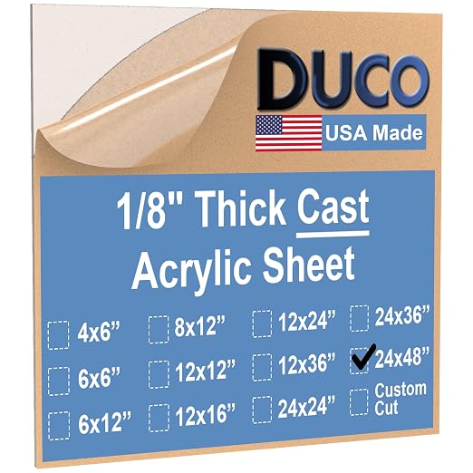 Duco Clear Cast Acrylic Sheets 1/8" Thick 24" x 48"