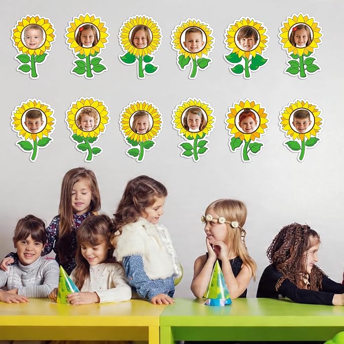 60pcs Sunflower Theme DIY Cutouts Sunflower Bulletin Board Decoration Set