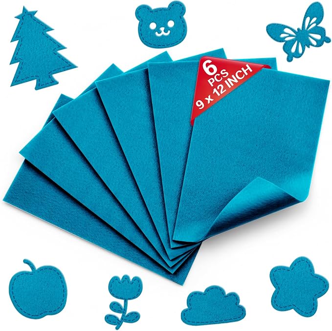 Peacock Blue Soft Felt Sheets for Crafts, 1.6mm Thick, Kids' Crafts, DIY