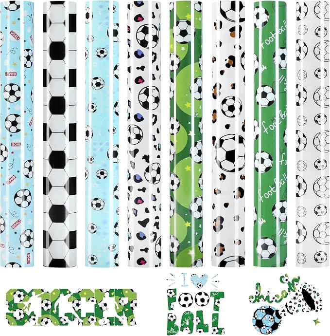 HTVRONT Soccer HTV Heat Transfer Vinyl, 9 Packs Iron on Vinyl