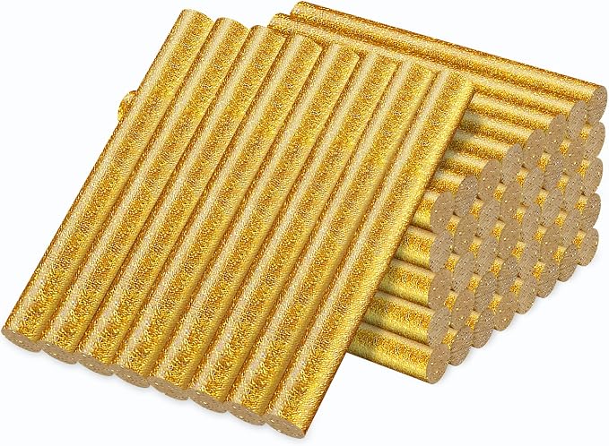 Glitter Gold Hot Glue Sticks, Manarty 48 PCS Full Size Hot Melt Glue Sticks