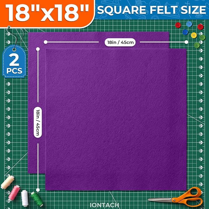 IONTACH 18" X 18" Soft Felt Sheets 1.6mm Thick | Acrylic Felt Fabric Sheets