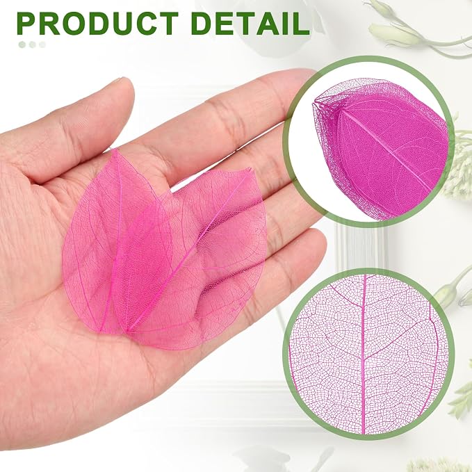uxcell 100 Pcs Dark Rose Red Skeleton Leaves