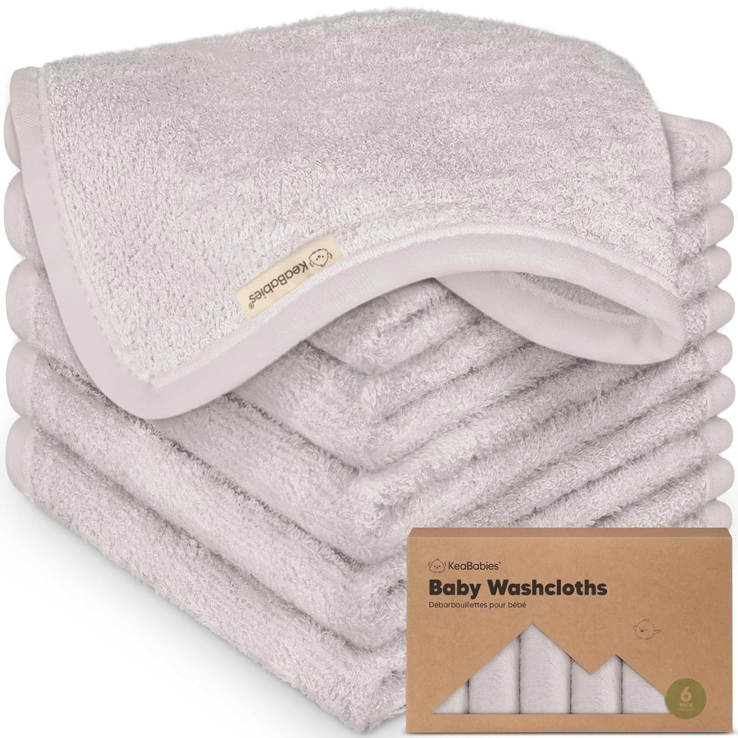 6-Pack Baby Washcloths - Soft Absorbent Viscose from Bamboo Wash Cloths for Babies, Kids, Toddlers, Infant, Newborn Bath Towels,Gentle on Sensitive Skin,10x10 Reusable Face Towels(Heather)