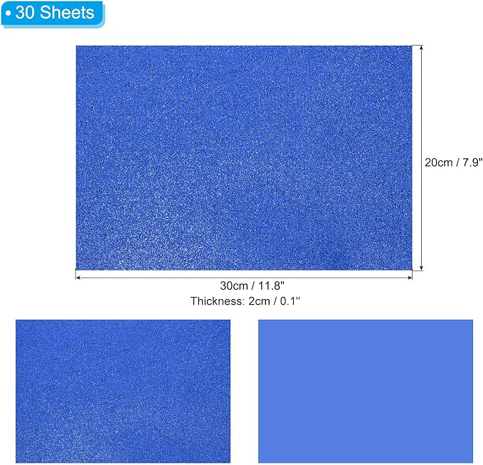 PATIKIL 30Sheets Dark Blue EVA Glitter Foam Sheet 11.8 x 7.9 Inch 2mm Thick