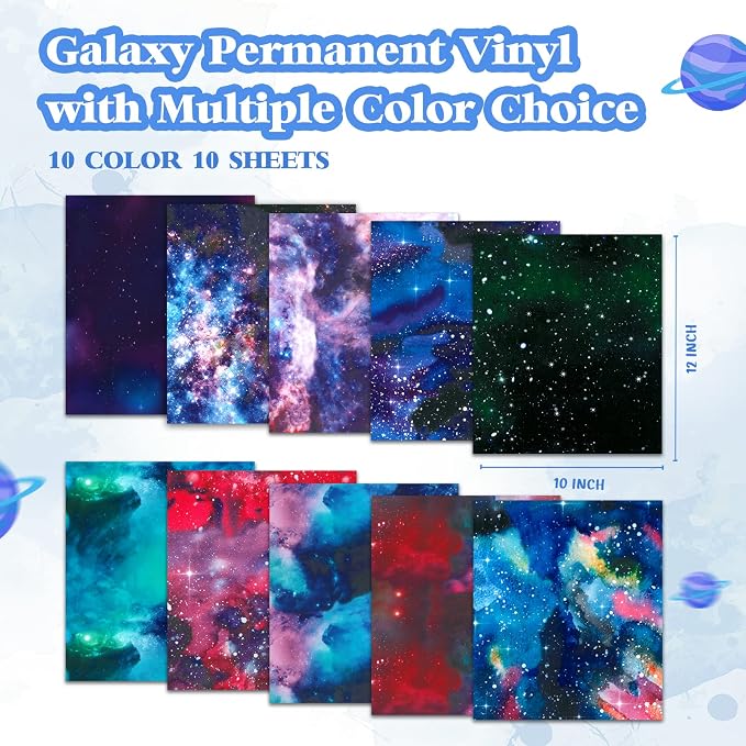 Tintnut Galaxy Permanent Vinyl 12x10in 10 Sheets Permanent Adhesive Vinyl |