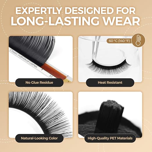 LASHVIEW Silk Mink Fake Eyelash Extensions 0.20 Thickness C Curl Mixed Tray