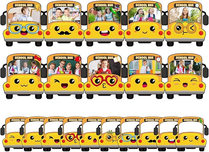 gisgfim 80Pcs School Bus Cutouts Back to School Decorations Bulletin Board