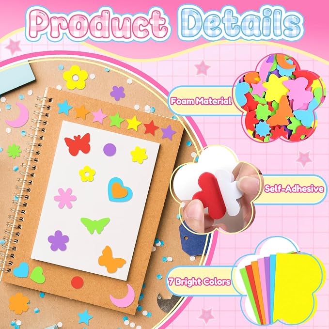 700Pcs Foam Stickers Colorful Flower Butterfly Foam Shapes Stickers