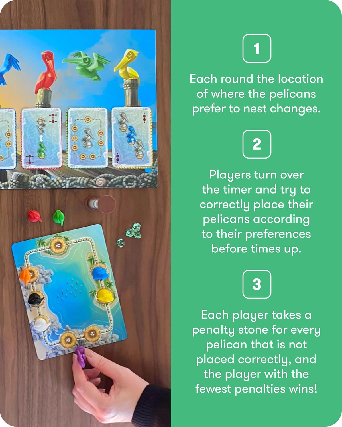 SimplyFun Pelican Cove - Engaging Strategy Game – Master Fast-Paced Nesting Challenges with This Educational Board Game for Ages 8+, 1-5 Players