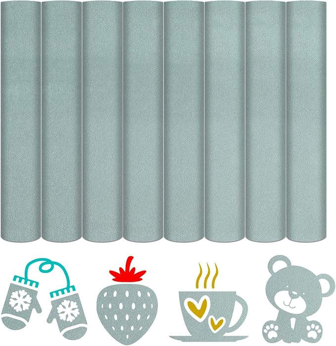 HTVSTD Grey Flock HTV Heat Transfer Vinyl 8 Sheets 12×10in Iron on Vinyl |