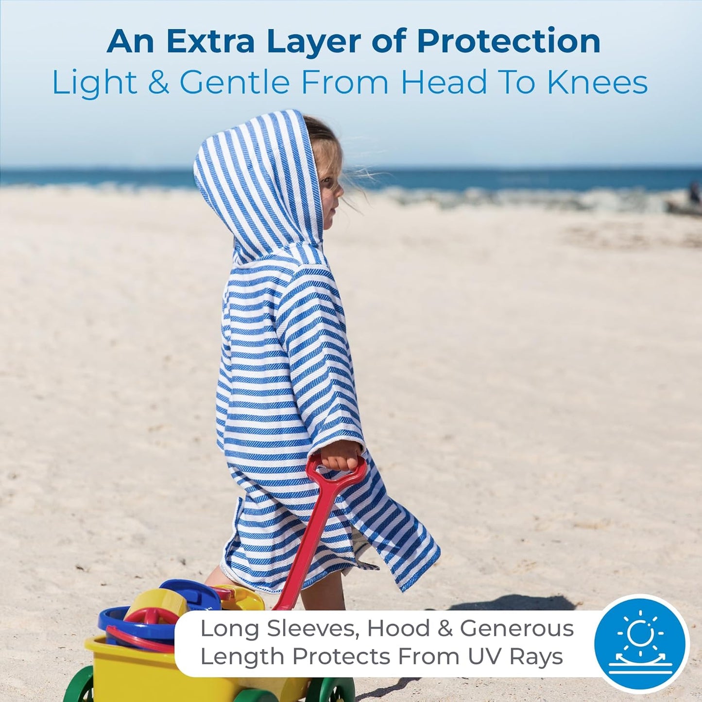 SAMMIMIS Boys & Girls Swim Cover Up - Kids Hooded Beach Towel with Long Sleeves - Pullover Beach Towel, Swim Poncho with Hood