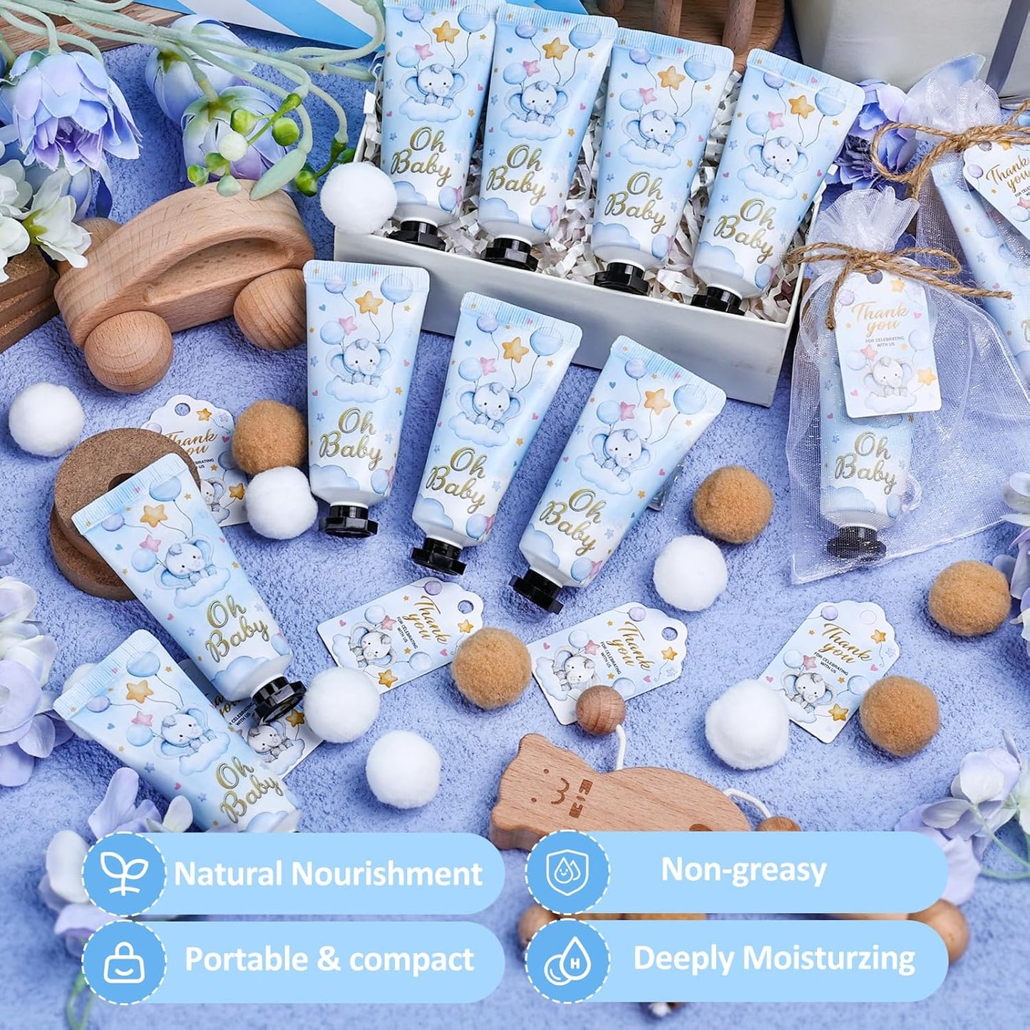60 Sets Baby Shower Hand Cream, Boy Baby Shower Party Favors Gifts for Guests Bridal Shower, Wedding Hand Cream Gifts,Travel Size Hand Lotion Bulk for Wedding, Baby Shower Thank You Gifts (Elephant)
