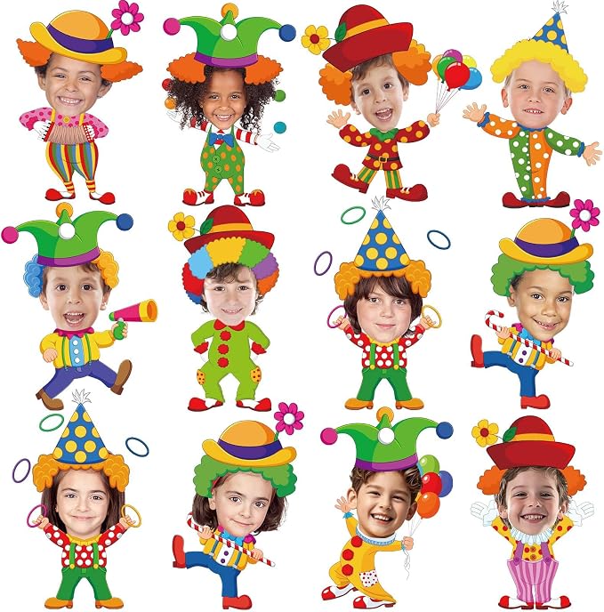 60pcs Circus Theme Cutouts Clown Juggling Bulletin Board Decorations Carnival