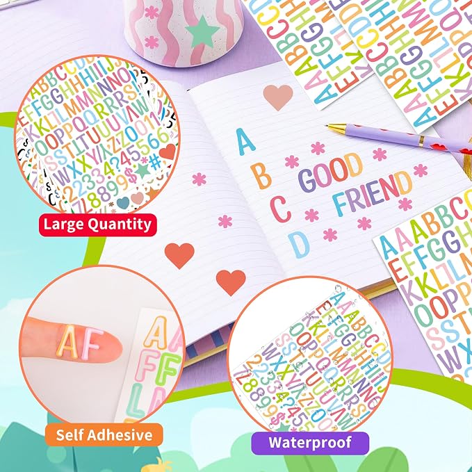 Letter Stickers 1 inch, Self-Adhesive Vinyl Waterproof ABC Letter Stickers