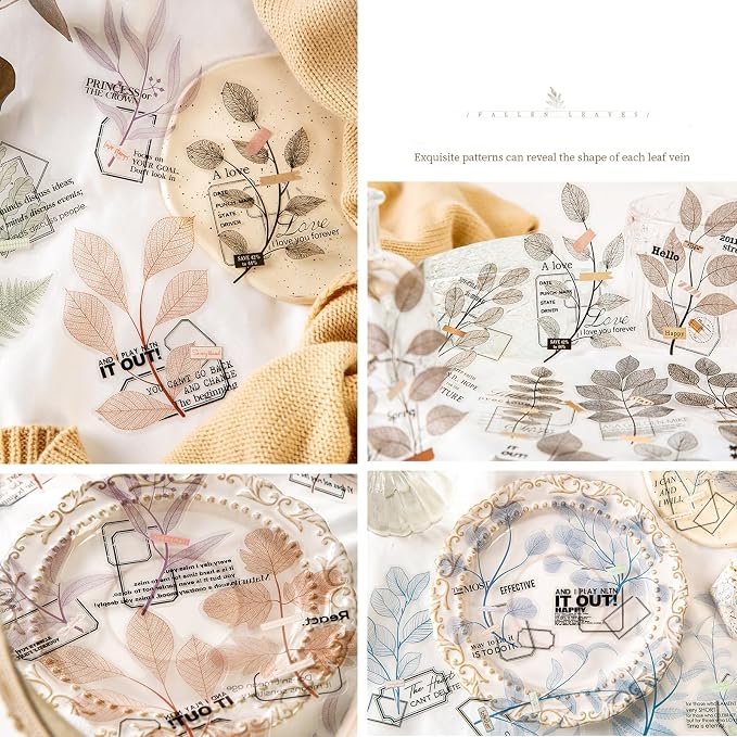 Yoksas 120Pcs Large Nature Plants Leaf Veins Stickers