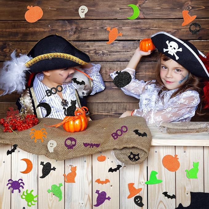 240Pcs Halloween Foam Stickers Glitter Self-Adhesive Craft Stickers